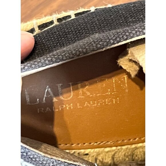 Lauren Ralph Lauren Shoe Women 8.5 Black Canvas Caylee Slip On Espadrille Preppy - Picture 3 of 10